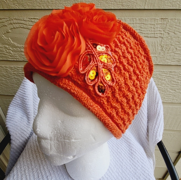 Crochet Earwarmer sequin knit Headband - Picture 2 of 7